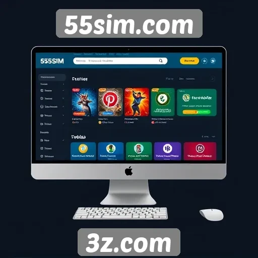Funcionalidades e interface do usuário no site 55sim.com